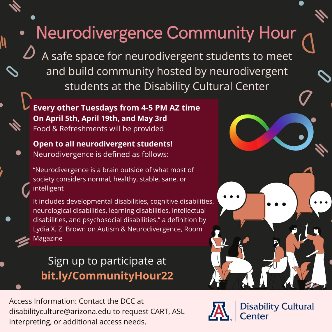 Flyer for Neurodivergence Community Hour