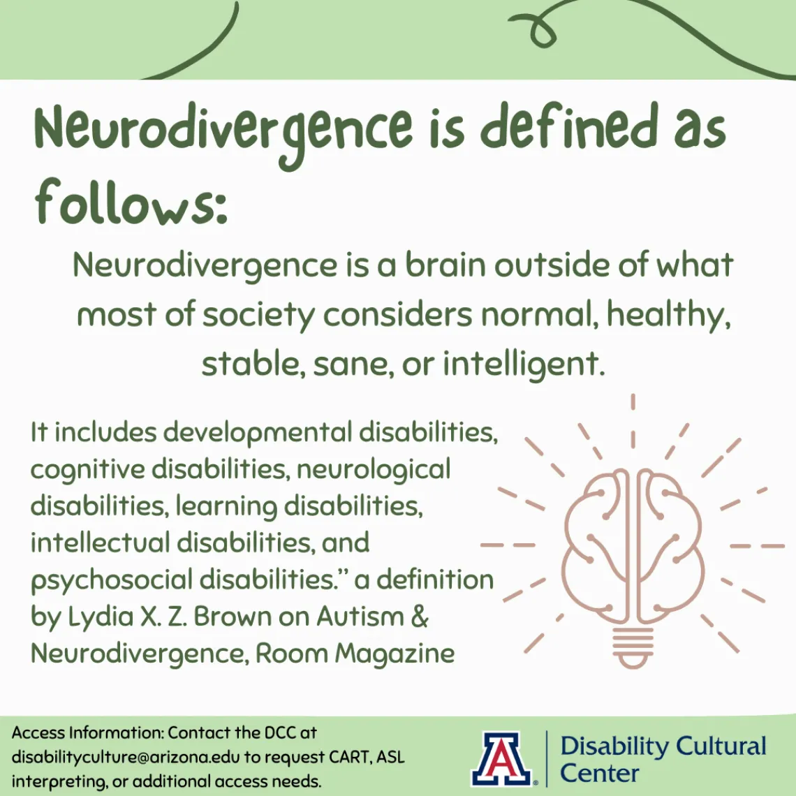 A flyer with the definition of Neurodivergence 