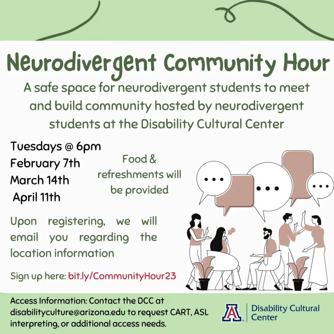 Flyer for Neurodivergent Community Hour